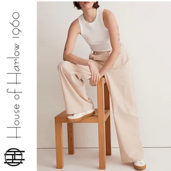 HOUSE OF HARLOW 1960 Tan Wide Leg Trouser Pants 8 - Picture 1 of 5